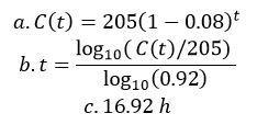 Darrin drank a latte with 205 milligrams (mg) of caffeine. Each hour, the caffeine-example-1