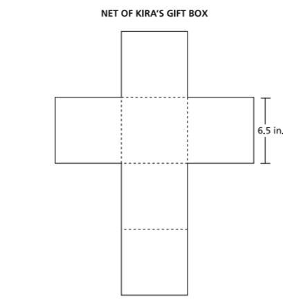 Kira decorates the exterior faces of a gift box in the shape of a cube .What is the-example-1