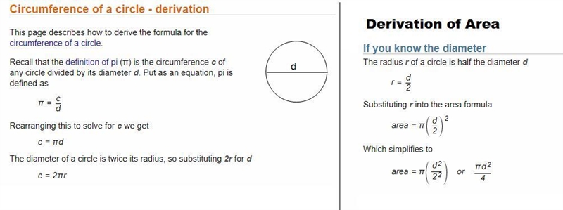 How are the formulas for the circumference of a circle and area of a circle derived-example-1