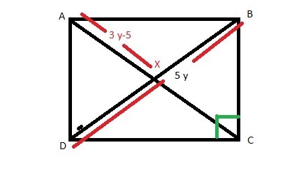 Question 4 options: Parallelogram ABCD is a rectangle. AX = 3y − 5BD = 5y What is-example-1