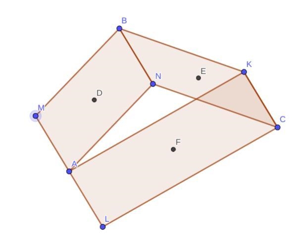 Let point M be outside of △ABC. Point N is the reflected image of M about the midpoint-example-1