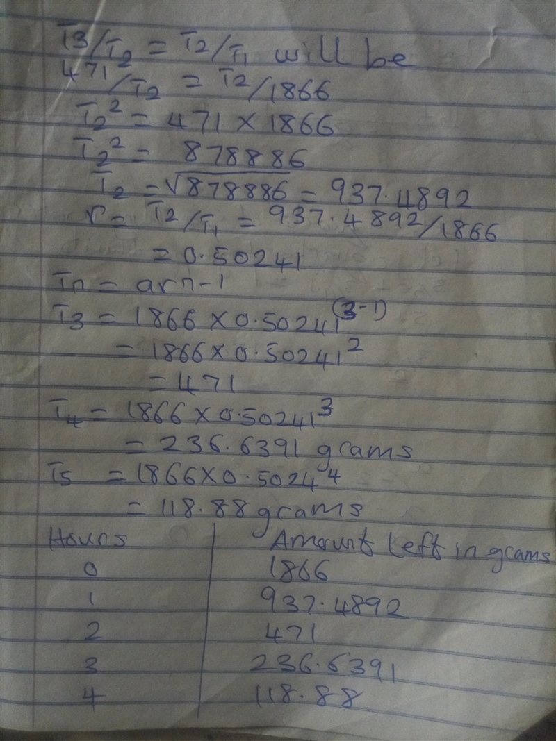 When radioactive substances decay, the amount remaining will form a geometric sequence-example-2