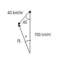 An airplane needs to head due north, but there is a wind blowing from the northeast-example-1