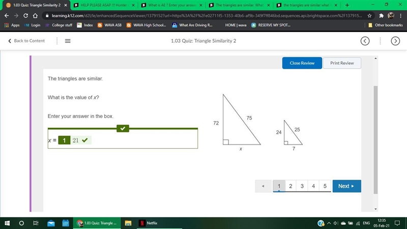 The triangles are similar what is the value of x? enter your answer in the box. x-example-1