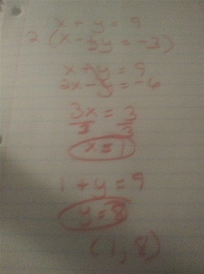 9.which of the following ordered pairs is a solution of the given system of linear-example-1