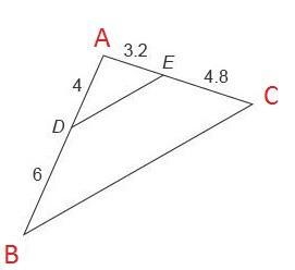 What proportional segment lengths verify that BC¯¯¯¯¯∥DE¯¯¯¯¯ ? Fill in the boxes-example-1