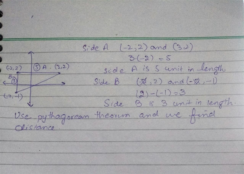 Apply the Pythagorean Theorem to find the distance between points A and B.-example-2