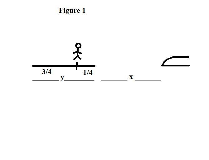 A man is on a 1/4 on a bridge. A train is coming the same direction he is going. The-example-1