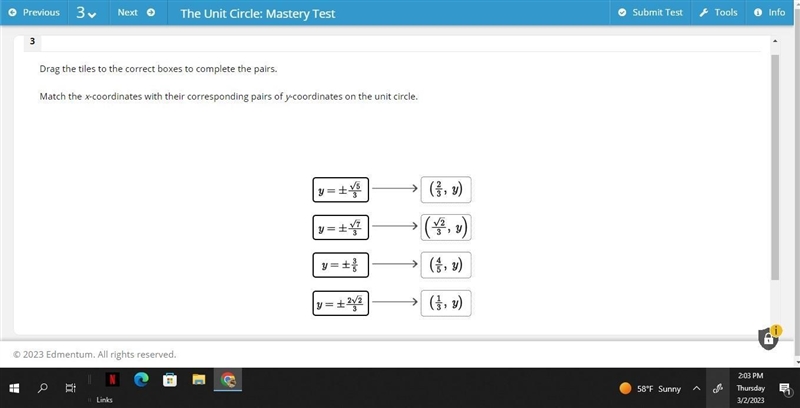 Drag the tiles to the correct boxes to complete the pairs. Match the x-coordinates-example-1