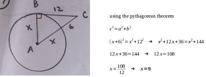 Find X. BC is the tangent-example-1