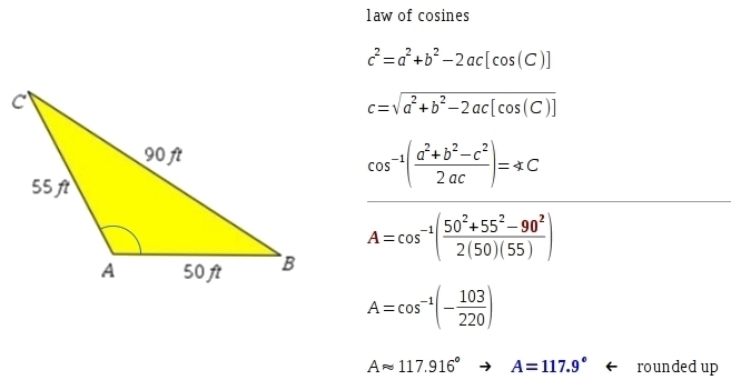 Find A round to the nearest tenth! laws of cosines​-example-1