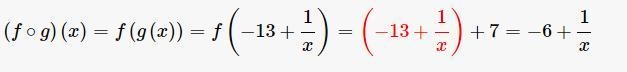 If f(x)=x+7 and g(x)=1/x-13, what is the domain of (f0g)(x)?-example-1