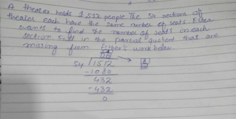 A theater holds 1,512 people. The 54 sections of the theater each have the same number-example-1