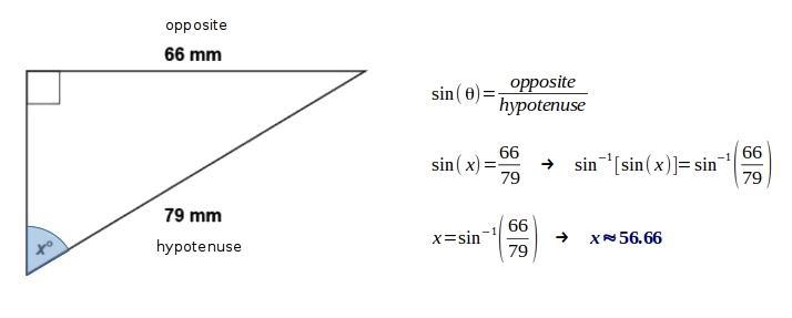 In this triangle, what is the value of x? Enter your answer, rounded to the nearest-example-1