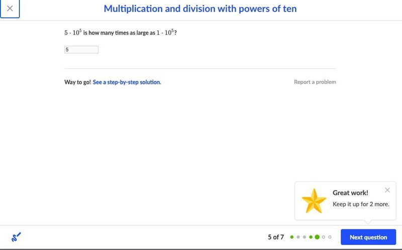 5?10 5 5, dot, 10, start superscript, 5, end superscript is how many times as large-example-1