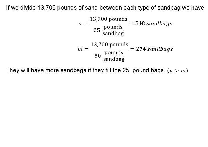 In preparation for a storm, the town council buys 13,700 pounds of sand to fill sandbags-example-1