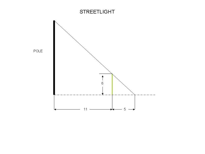 six-foot person walks from the base of a streetlight directly toward the tip of the-example-1