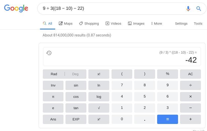 Evaluate 9 ÷ 3[(18 − 10) − 22]. plz help i'm terrible at algebra-example-1