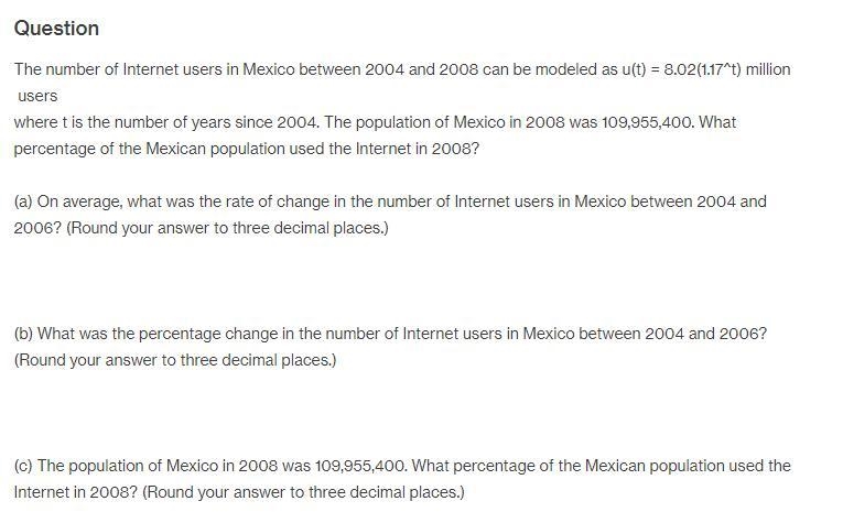 The number of internet users in mexico between 2004 and 2008 can be modeled as u(t-example-1