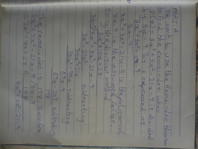 This problem has two parts, Part A and Part B. Part A: Use the Remainder Theorem to-example-1