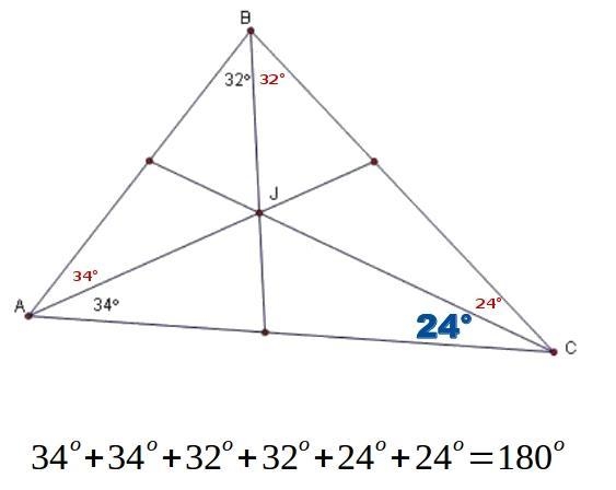 Find the measure of angle JCA if J is the incenter of the triangle ABC. A. 24° B. 48° C-example-1