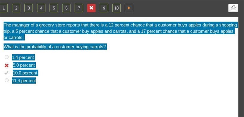 The manager of a grocery store reports that there is a 12 percent chance that a customer-example-1