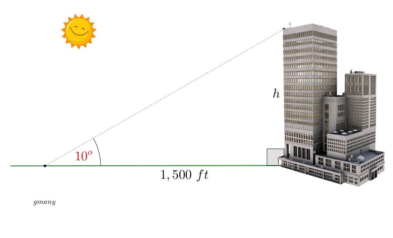 Find the height of the skyscraper in feet, correct to two decimal places.-example-1