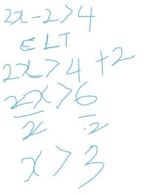 Draw a number line expressing the following compound inequalities. 2x - 2 > 4 and-example-1