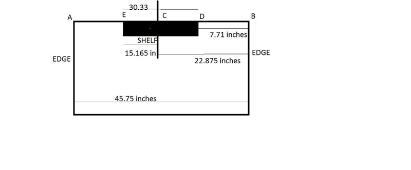 Suppose you want to place a shelf that is 30 1/3 inches long in the center of a wall-example-1