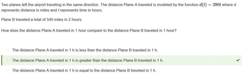 Two planes left the airport traveling in the same direction. the distance plane a-example-1