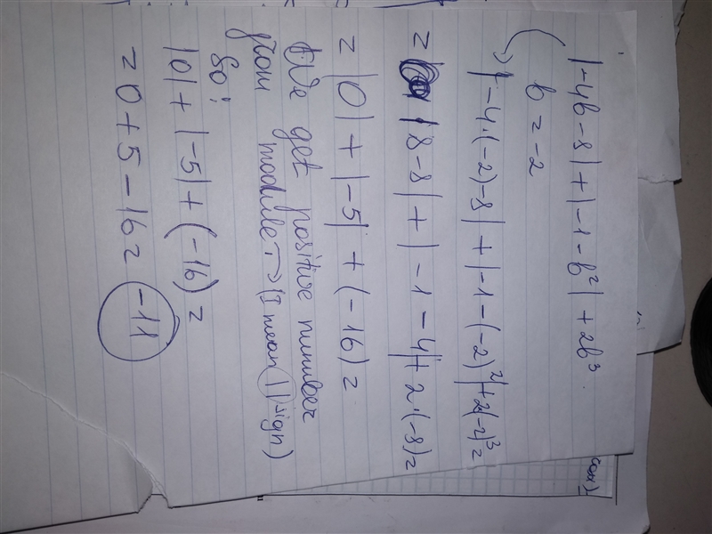 Evaluate the expression for the given value of the variable. ∣-4b-8∣+∣-1-b^2 ∣+2b-example-1