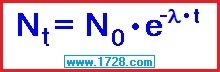 The half-life of a newly discovered radioactive isotope is 6.4 hours. Initially, there-example-1