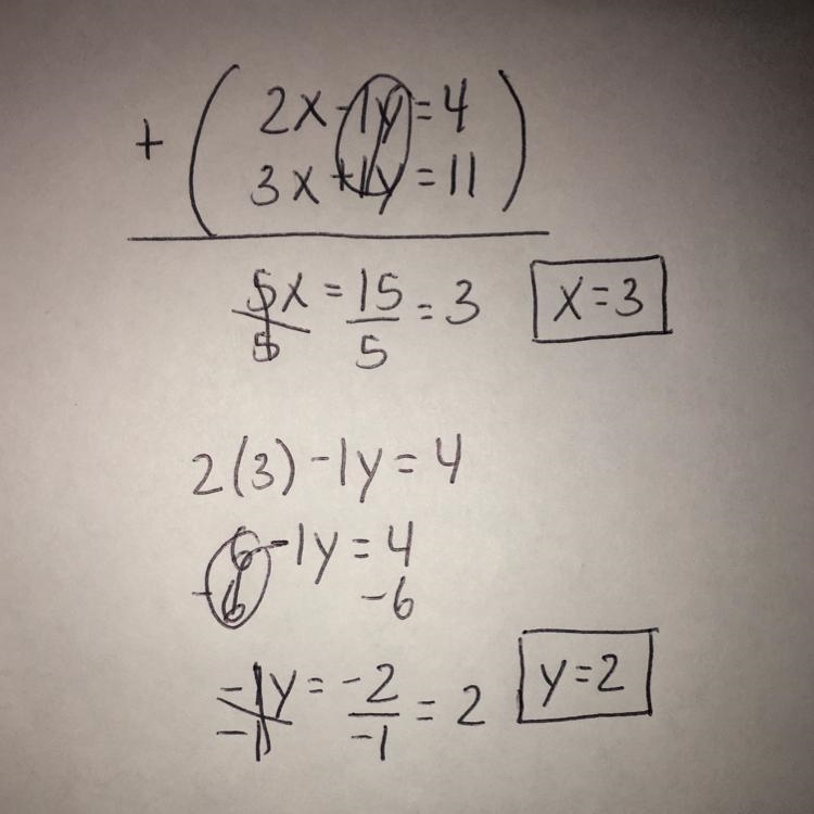 2x-y = 4 3x + y = 11 ​-example-1