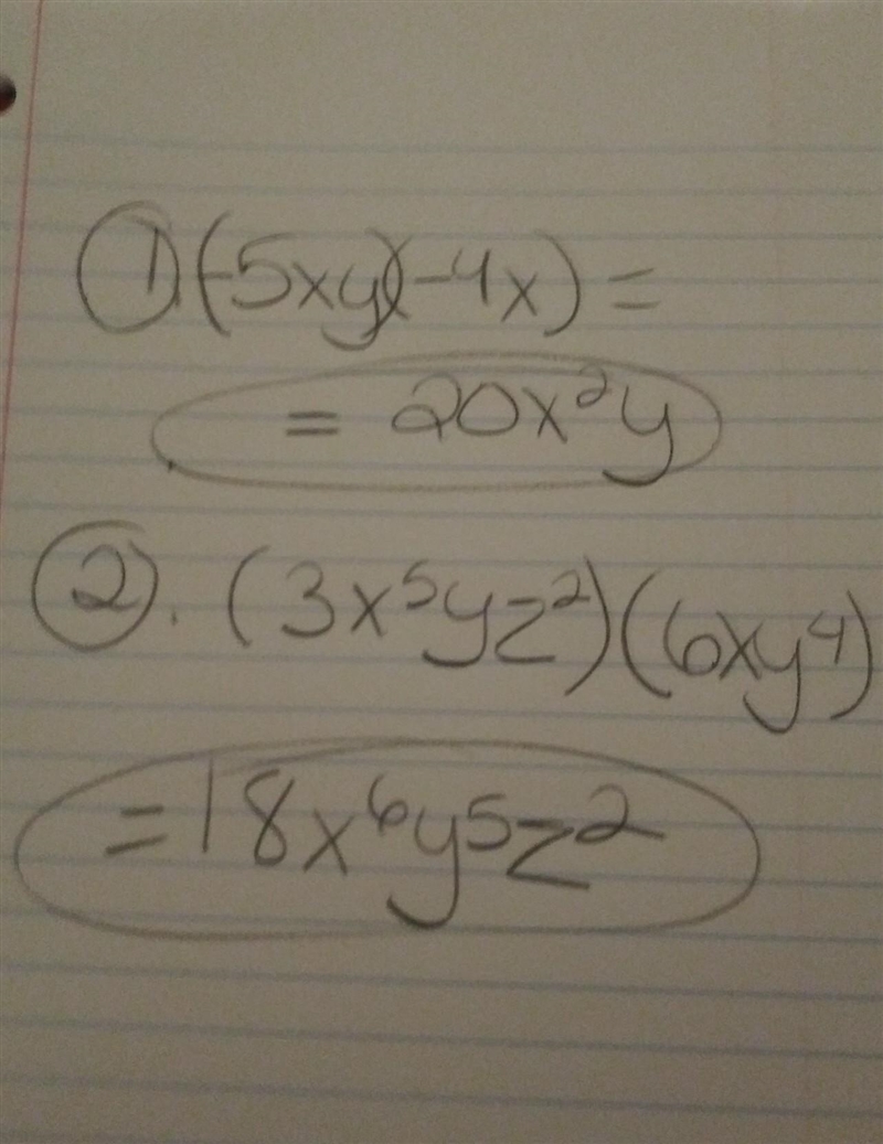 1. (-5xy) (-4x)= 2. 3x^5yz^2•6xy^4=-example-1