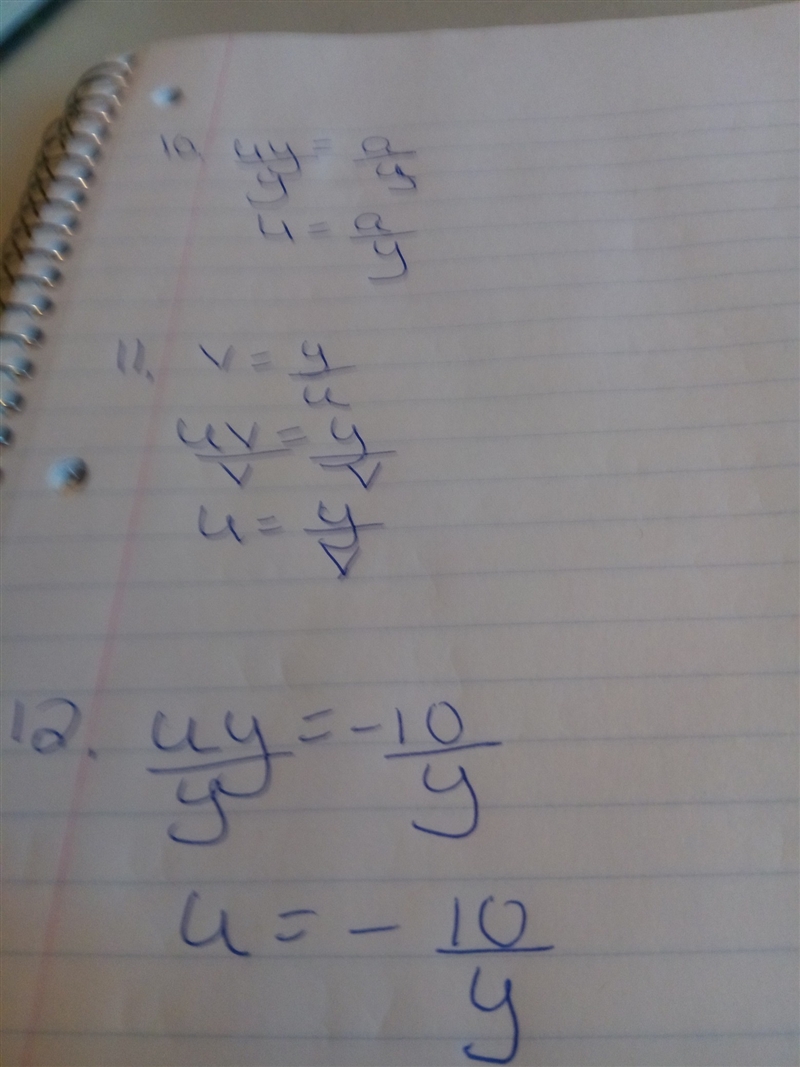 Rewrite these formulas: solve for u in terms of the other variables. 1. uc = v 2. y-example-2