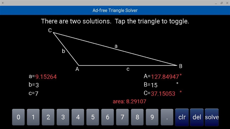 Triangle ABC contains side lengths b = 3 inches and c = 7 inches. In two or more complete-example-1