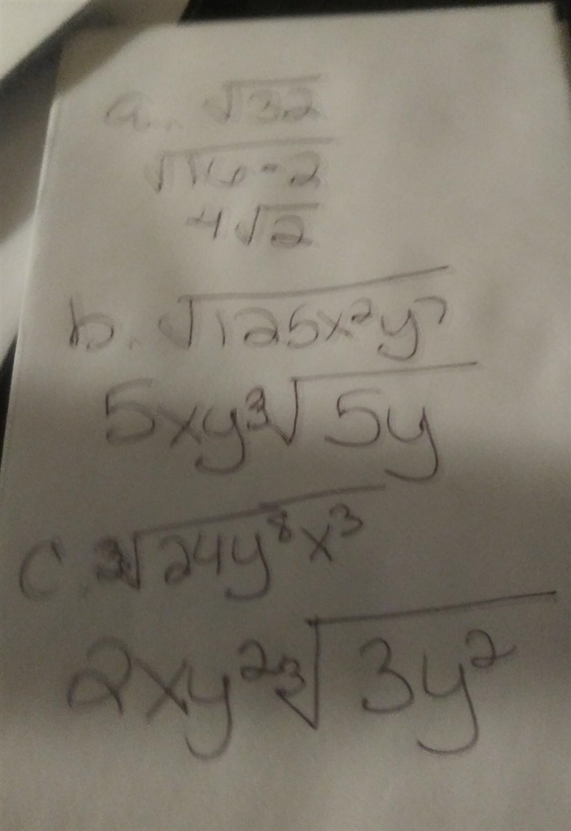 3 questions! Simplify the following and leave them in radical notation. Show your-example-1