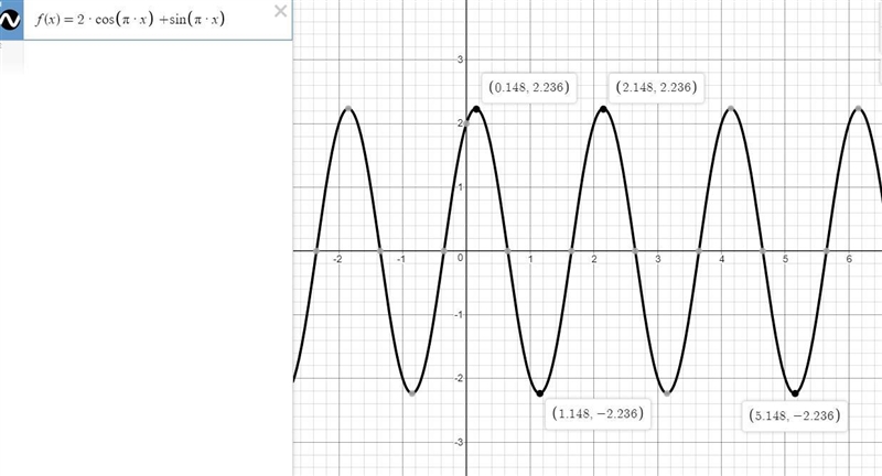 F(x)= 2 cos π x + sin π x is a sinusoid.-example-1