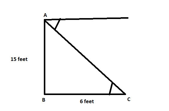 A ladder leans against a brick wall. The foot of the ladder is 6 feet from the wall-example-1