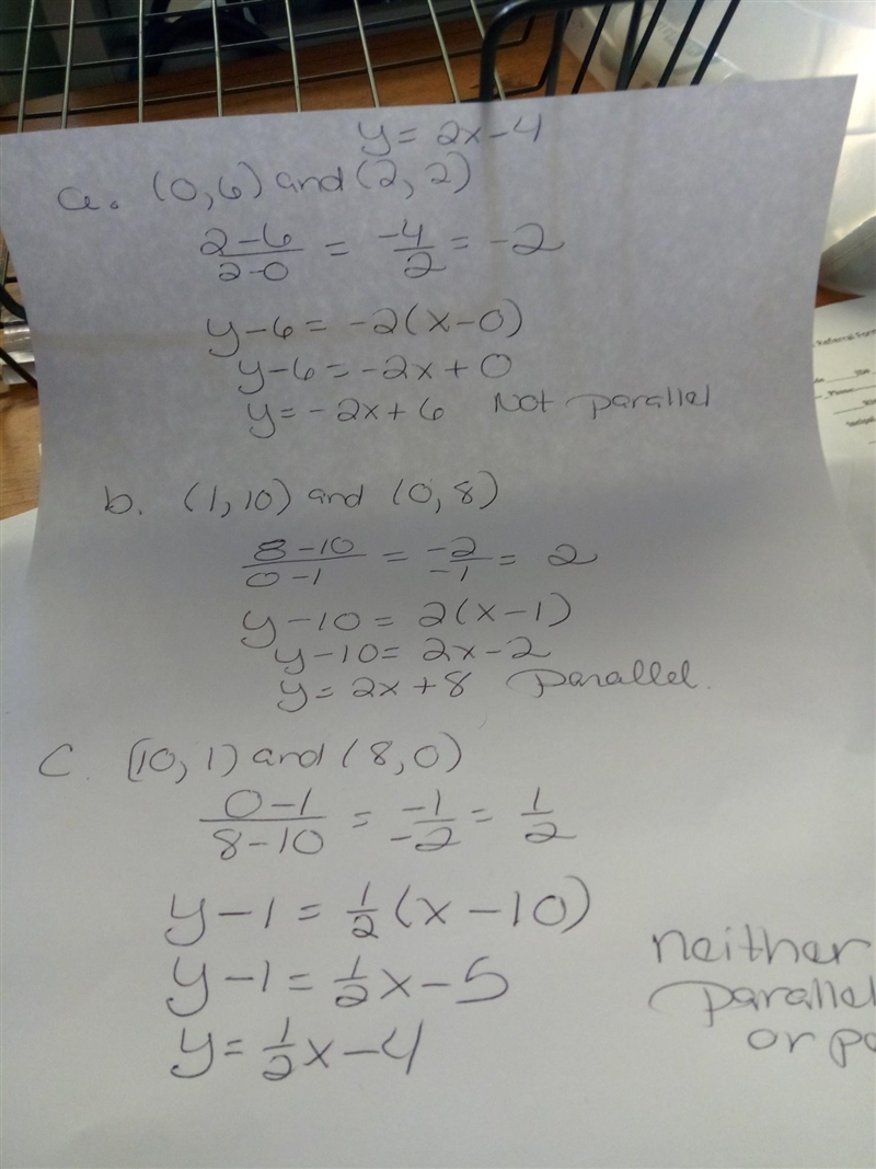 Help!!! Which of the following lines would be parallel to y = 2x -4. (Select ALL that-example-1