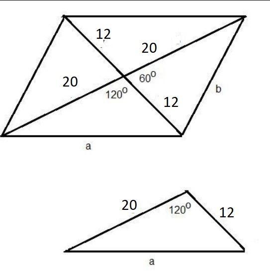 The diagonals of a parallelogram are 24 meters and 40 meters and intersect at an angle-example-1