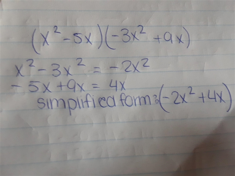 What is the simplified form of the expression? (x^2 - 5x) - (3x^2 + 9x)-example-1