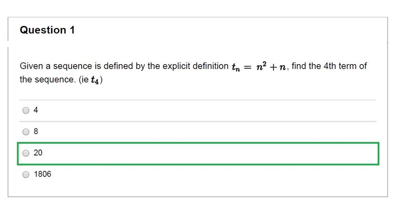 Given a sequence is defined by the explicit definition t_n= n^2+nt n = n 2 + n, find-example-1