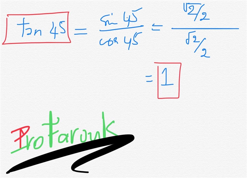 Evaluate tan45° --------- cos45° 0.7071 1.0000 1.4142-example-1