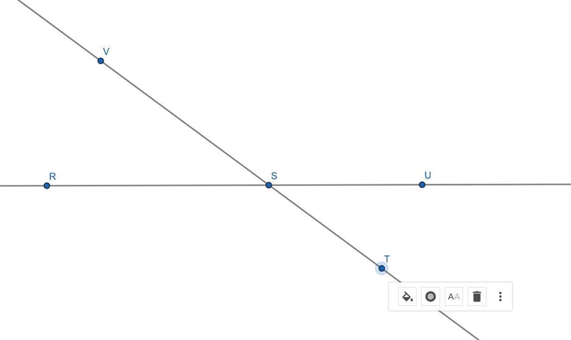 What is mAngleVSR? 2 lines intersect. A horizontal line has points R, S, U and intersects-example-1