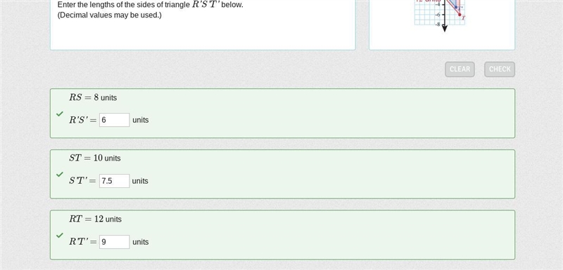 Triangle R S T was dilated with the origin as the center of dilation to create triangle-example-1