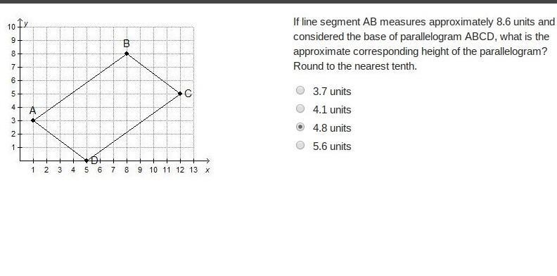 If line segment ab measures approximately 8.6 units and is considered the base of-example-1