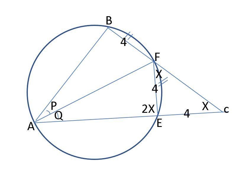 On triangle ABC A F is bisector, A,B,F,E dots are on same circle. Angle AEF= 2* angle-example-1