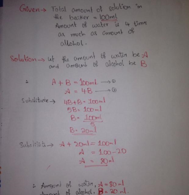 A student doing a chemistry experiment has a beaker that contains 100 ml (milliliters-example-1