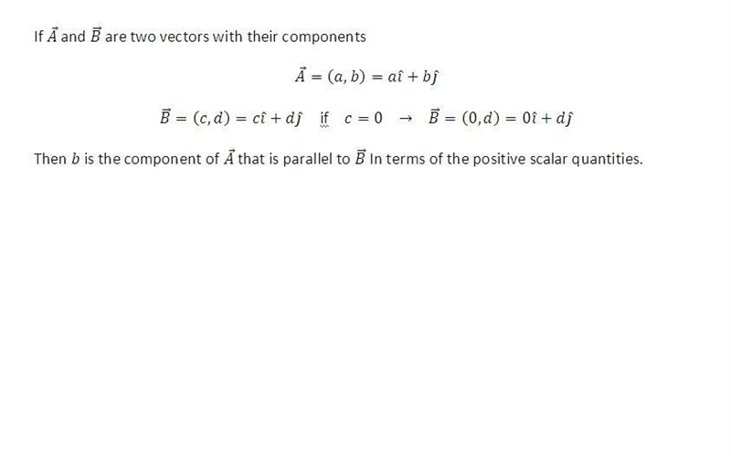 The scalar product can be described as the magnitude of B times the component of A-example-1